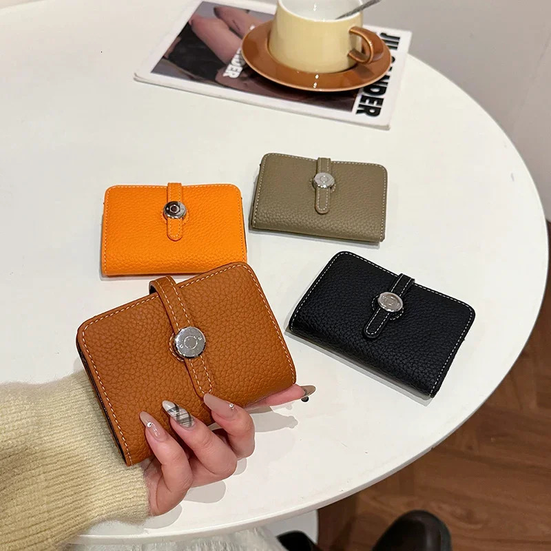 Vintage Quiet Luxury Women Card Holder Small Delicate Ins Minimalist Exquisite Purse Elegant PU Leather Portable Clutch Wallet 250614