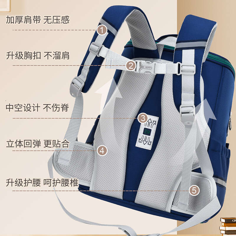 New Sesame Baby Elementary School for Grades 1-3-6 British Style Boys' Lightweight Backpack Girls' Double Shoulder Bag