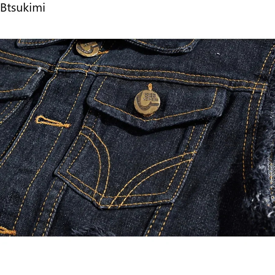 Mens Fashion Jeans Sleeveless Jacket Vest Male Black Blue Denim Jeans Vest Man Cowboy Outdoors Waistcoat Mens Jacket Vest 250614