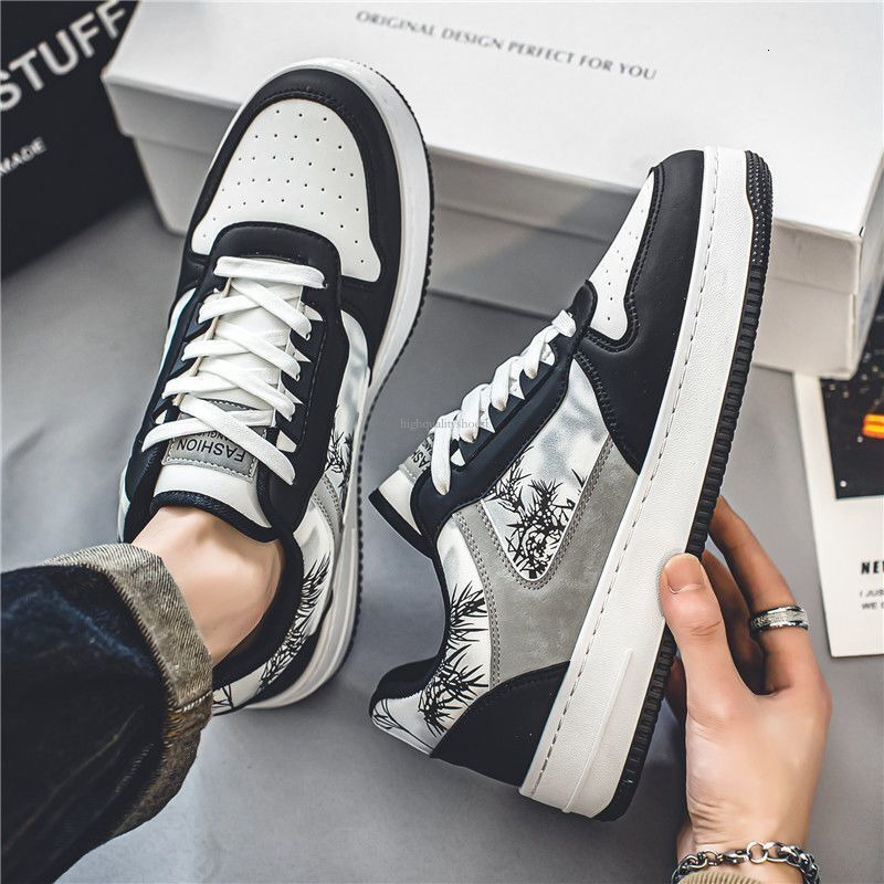 2025 summer Unique Ink Painting Pattern Men's Board Shoes Fashion Designer Trendy Versatile Men's Shoes Casual Shoes Outdoor Sports Shoes Sk