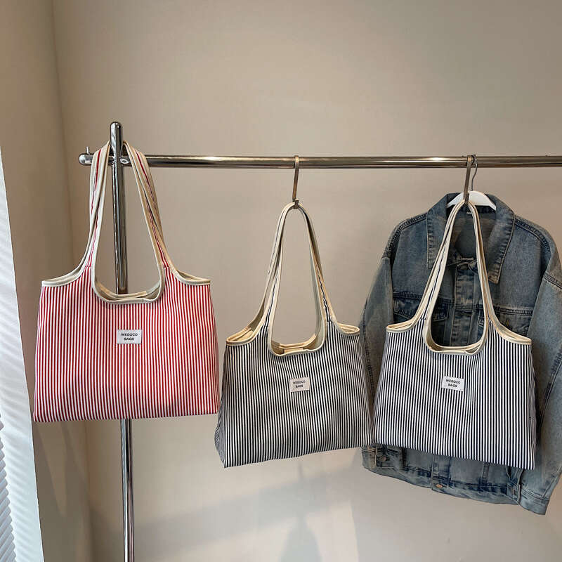 Fashion Large Capacity Tote 2025 New Niche Striped Simple Handbag Shoulder Commuter Women's Bag