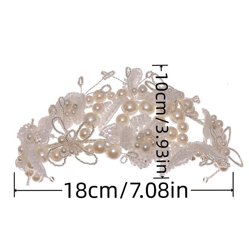 Silver Color Pearl Crystal Hairband Tiara Headbands Bridal Hair Jewelry Wedding Hair Accessories Flower Women Party Hair Vines 250610