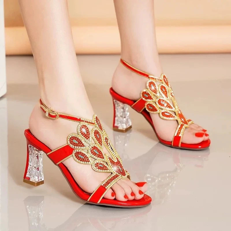 Rhinestone Womens Shoes Party Crystal High Heel Comfortable Sandals Banquet Beautiful Summer Wedding Shoes 250610