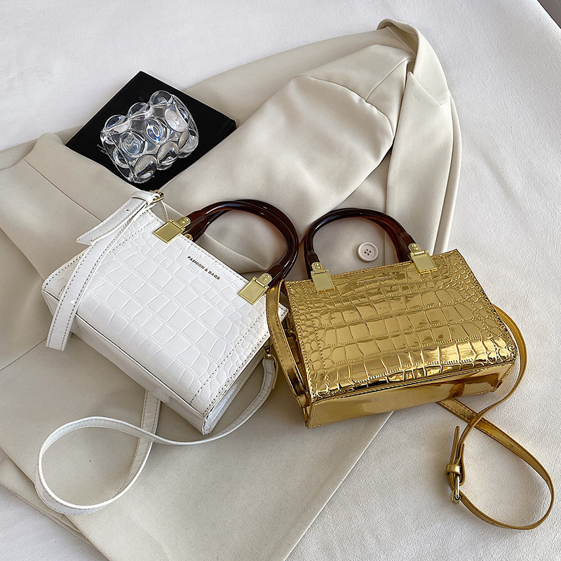 High quality brand high-quality new style free designer bag new cross-border fashion glossy patent leather stone pattern shoulder width bag new free d