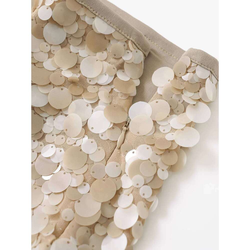 2025 Spring/Summer Women's French Design Short Bead Embellished Sequin Fashion Style Punk Mini Skirt