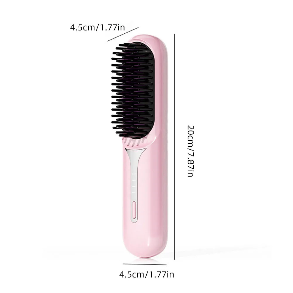 Wet Dry Hair Straightener Portable Hair Comb Cordless Hair Straightener Brush with Fast Heating Negative Ions for Fluffy Curly 250611