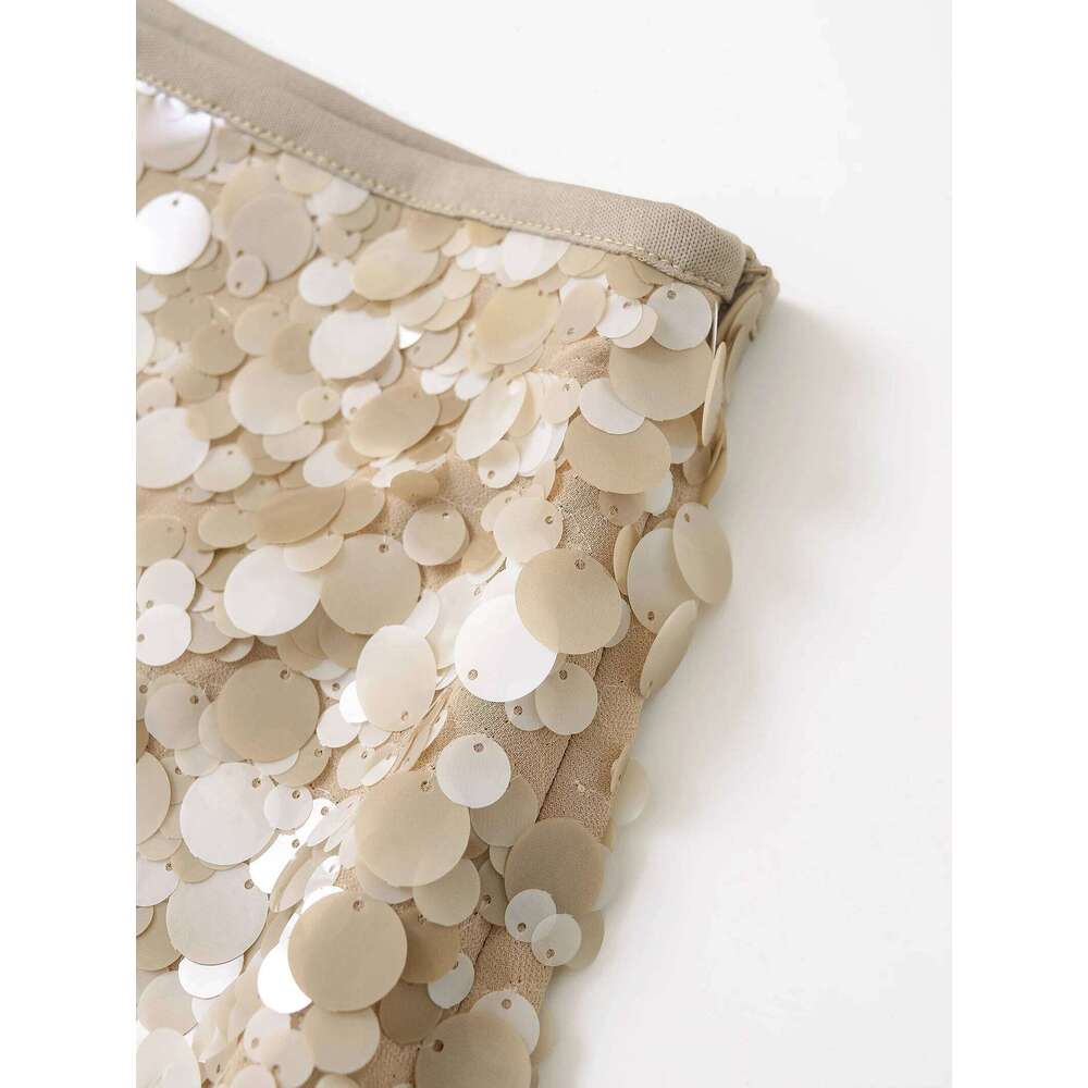 2025 Spring/Summer Women's French Design Short Bead Embellished Sequin Fashion Style Punk Mini Skirt