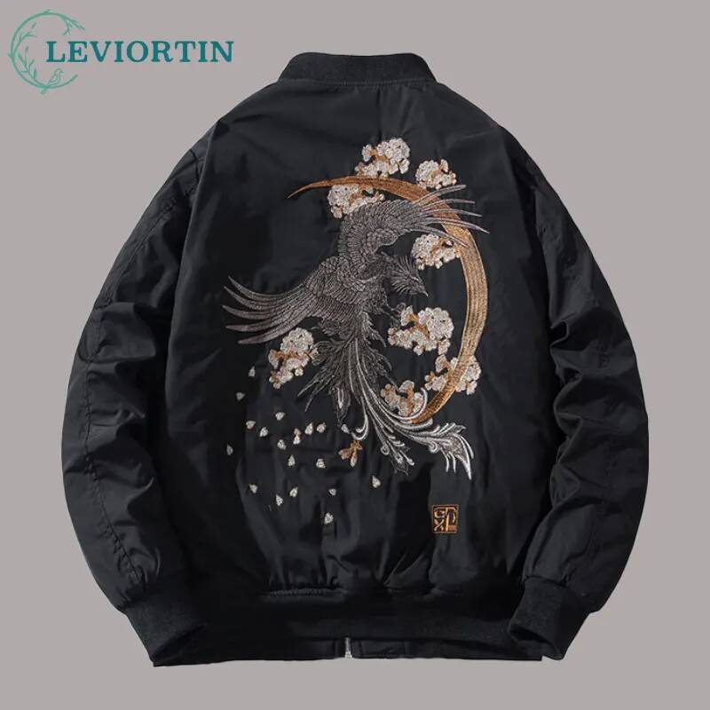 Men's Bomber Hip Hop Heavy Industry Embroidery Ma1 Coat City Boys Outerwear Baseball Collar Jacket