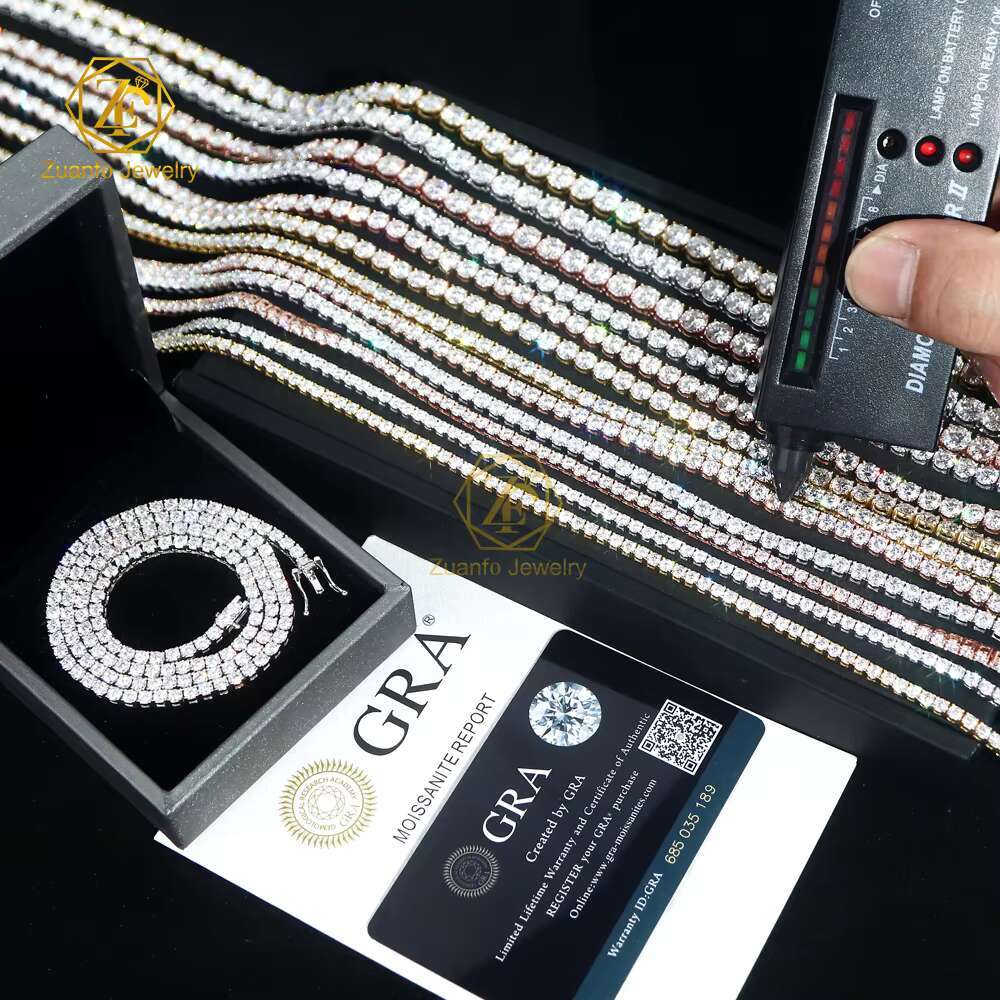 Luxury Jewelry HIpHop Popular 925Silver 2mm-6.5mm D VVS1 Moissanite Tennis Chain Necklace Bracelet for Men Women Gift Party
