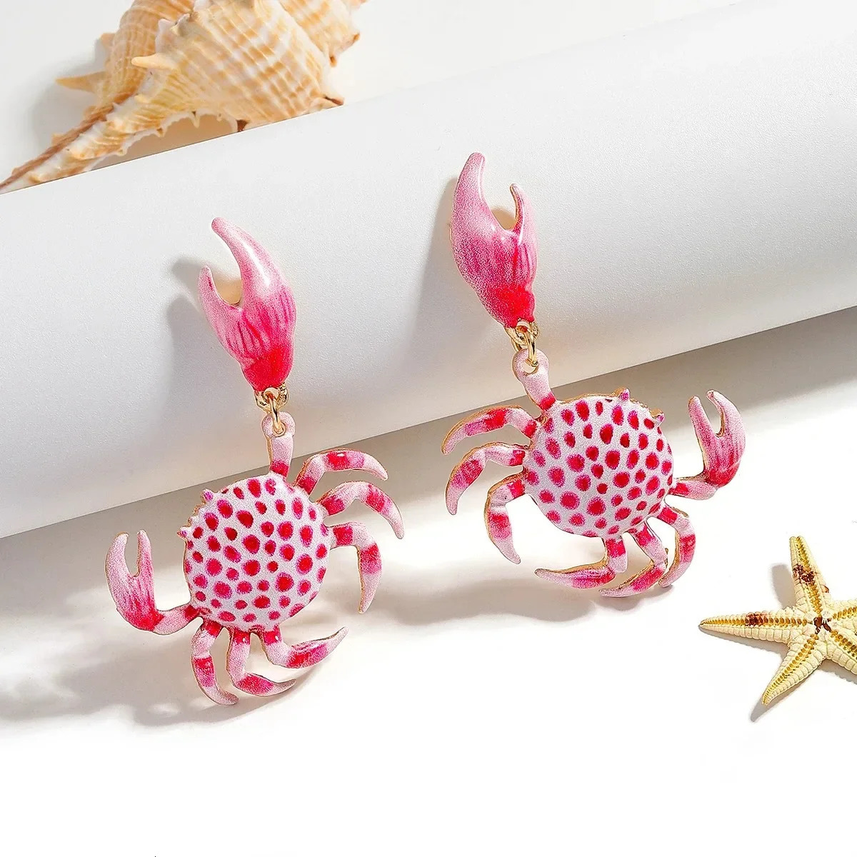 ZAA Crab Earrings Women Ocean Beach Vacation Accessory Simple Textured Enamel Crab Jewelry Party Gifts Animal Earrings 250610