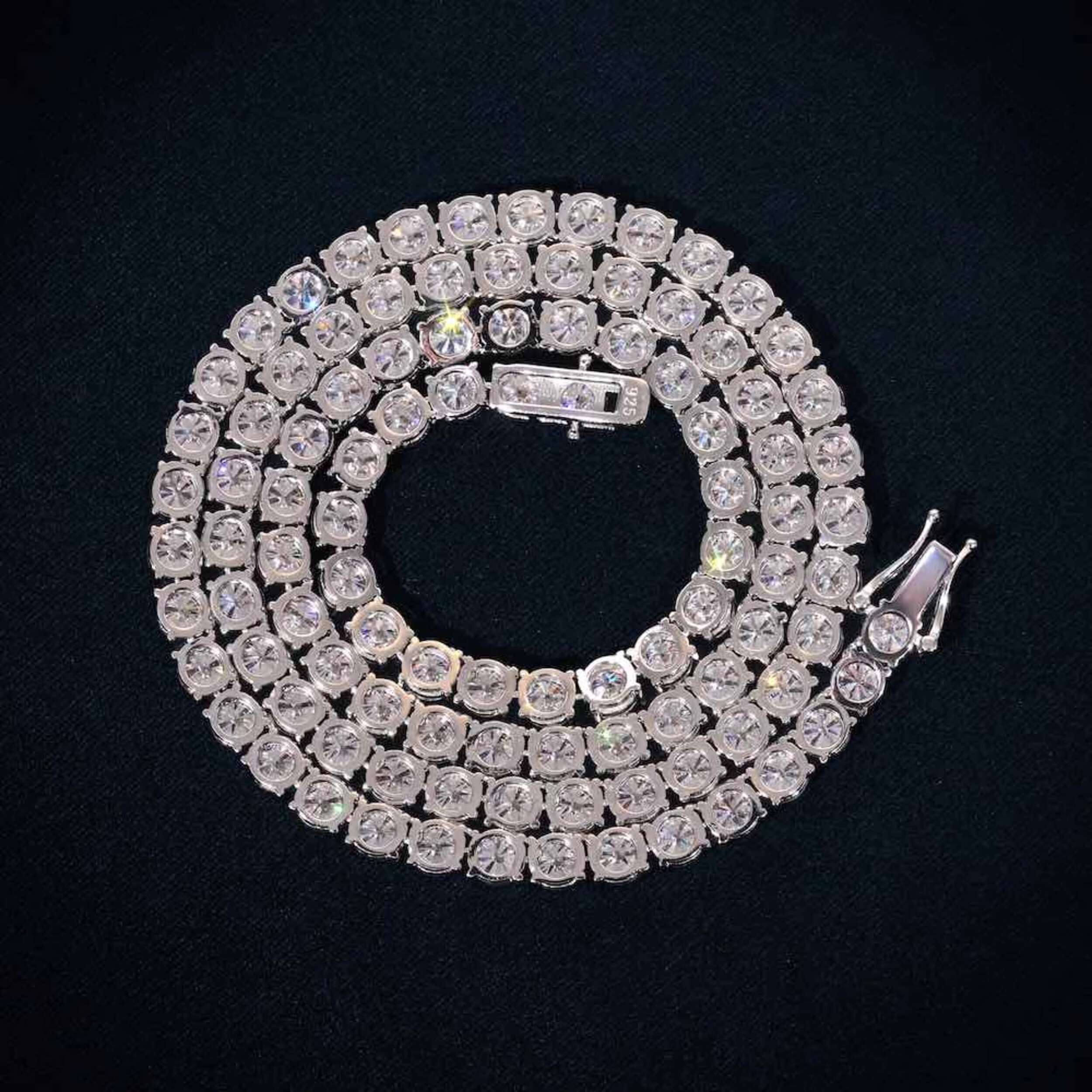 Luxury Gorgeous Moissanite Tennis Necklace 5MM Moissanite Chain 925 Sterling Silver for Men and Women Best Gift for Him Her