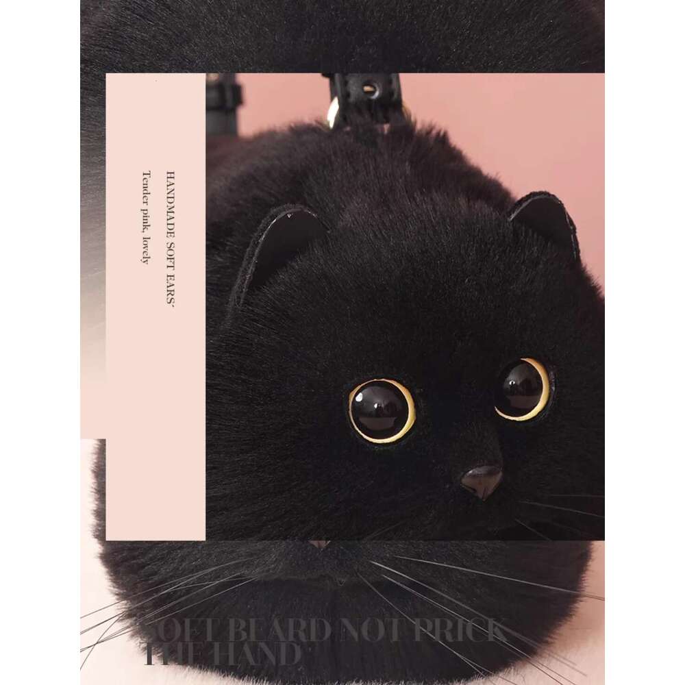 Elegant gift handbag One Shoulder Female Design Small Messenger Versatile Hand Made Autumn And Winter Plush Cute Cat Bag
