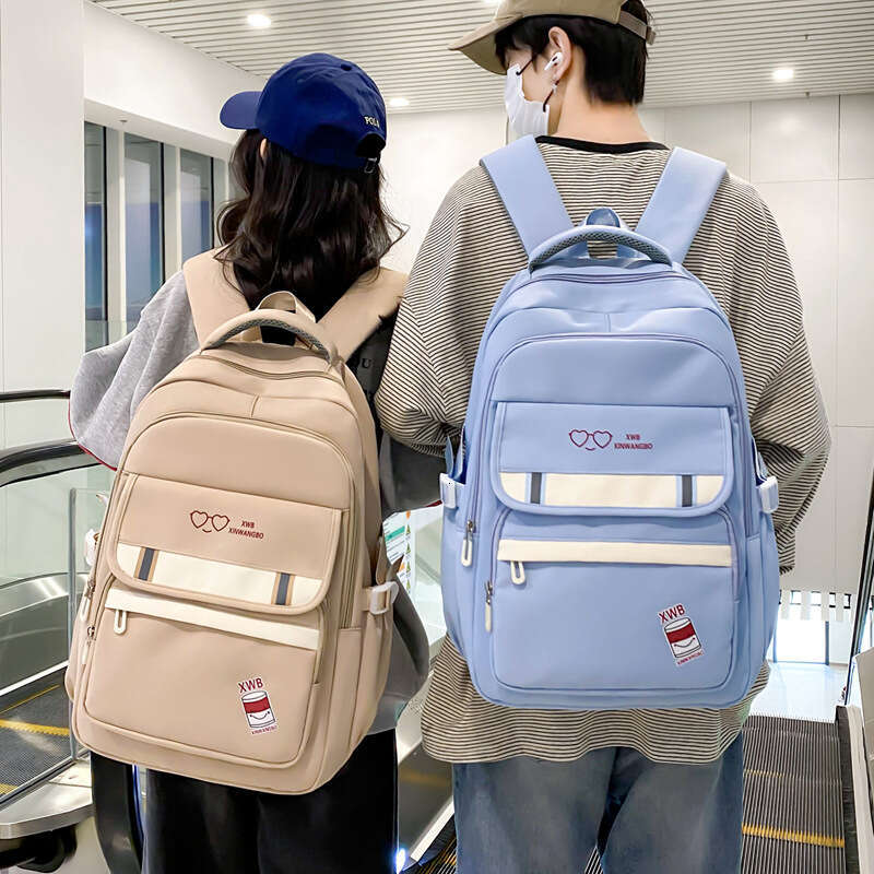 Korean Style INS Female Middle School Students, Large Capacity, Simple Solid Color Backpack for Junior High, High School, and College Students