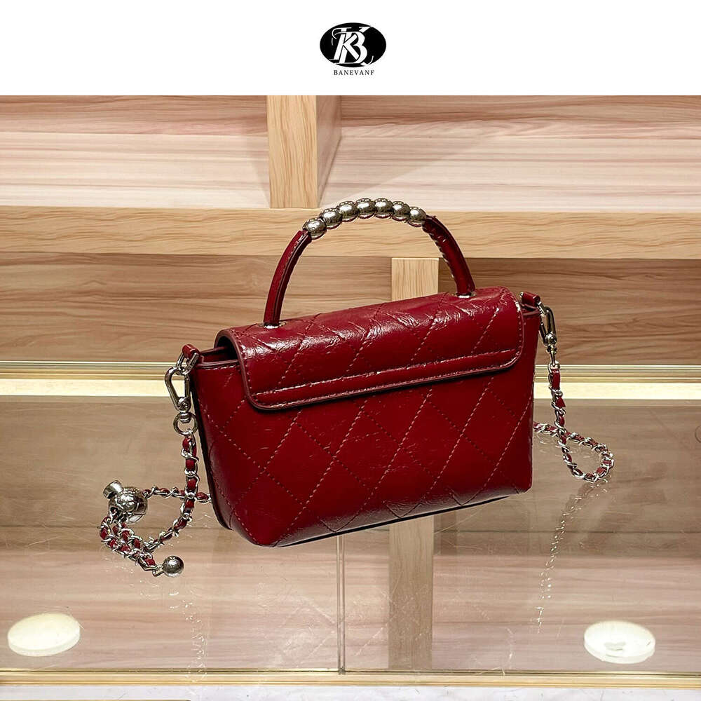 Genuine Luxury Leather Quilted Pearl Handbag for Women New High-End Large Capacity Crossbody Fashion Bag