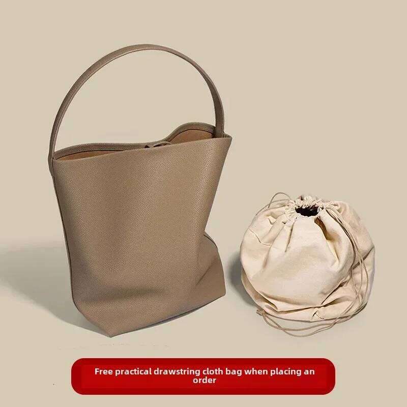 Soft Cow Women's Bucket Large Capacity Simple Fashionable Shoulder Underarm Bag Genuine Leather Trendy Wholesale