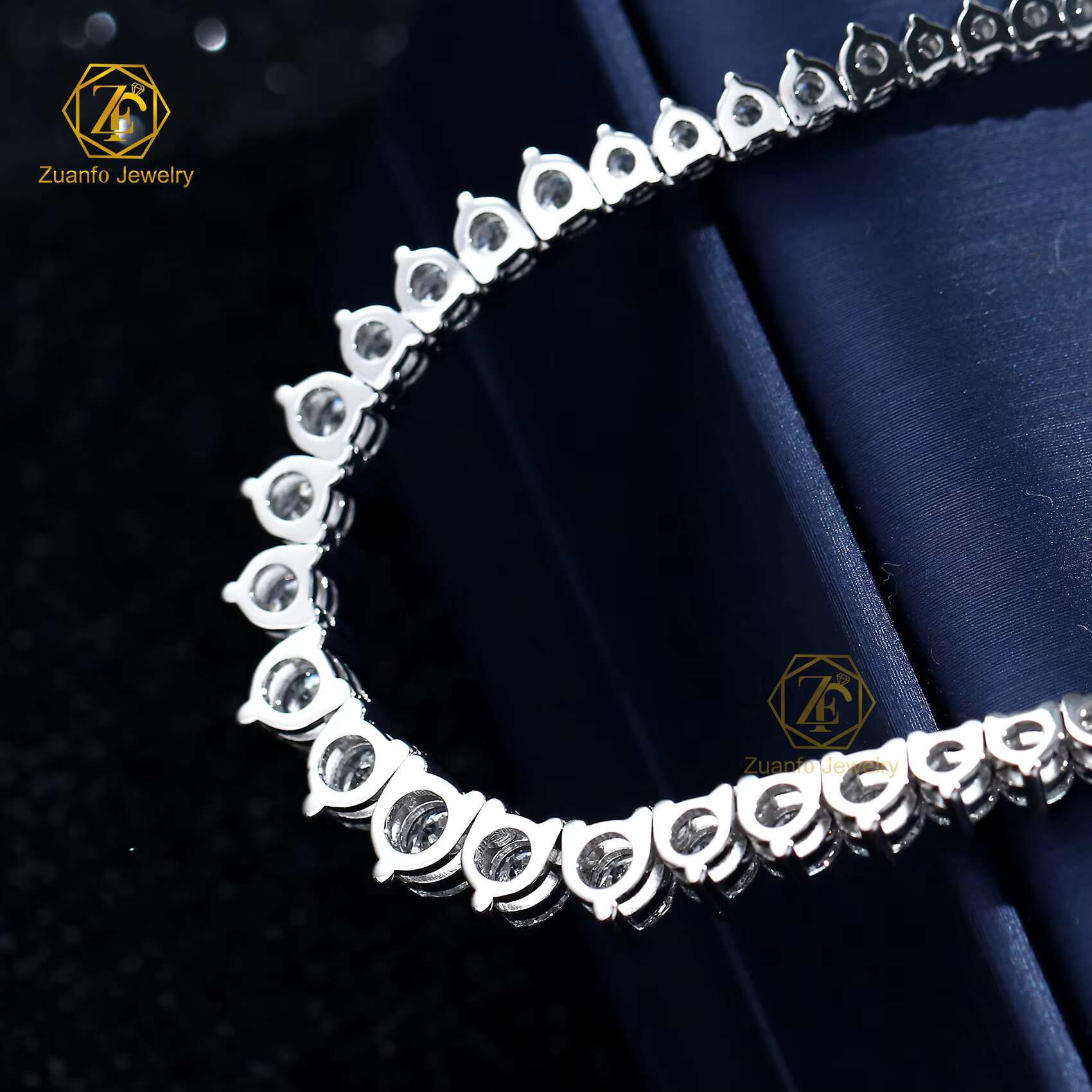 Hot Selling 925 Silver Tennis Chain Necklace with 2mm 3mm 4mm Lab Grown Diamonds Secure 3 Prongs Setting for Men Women