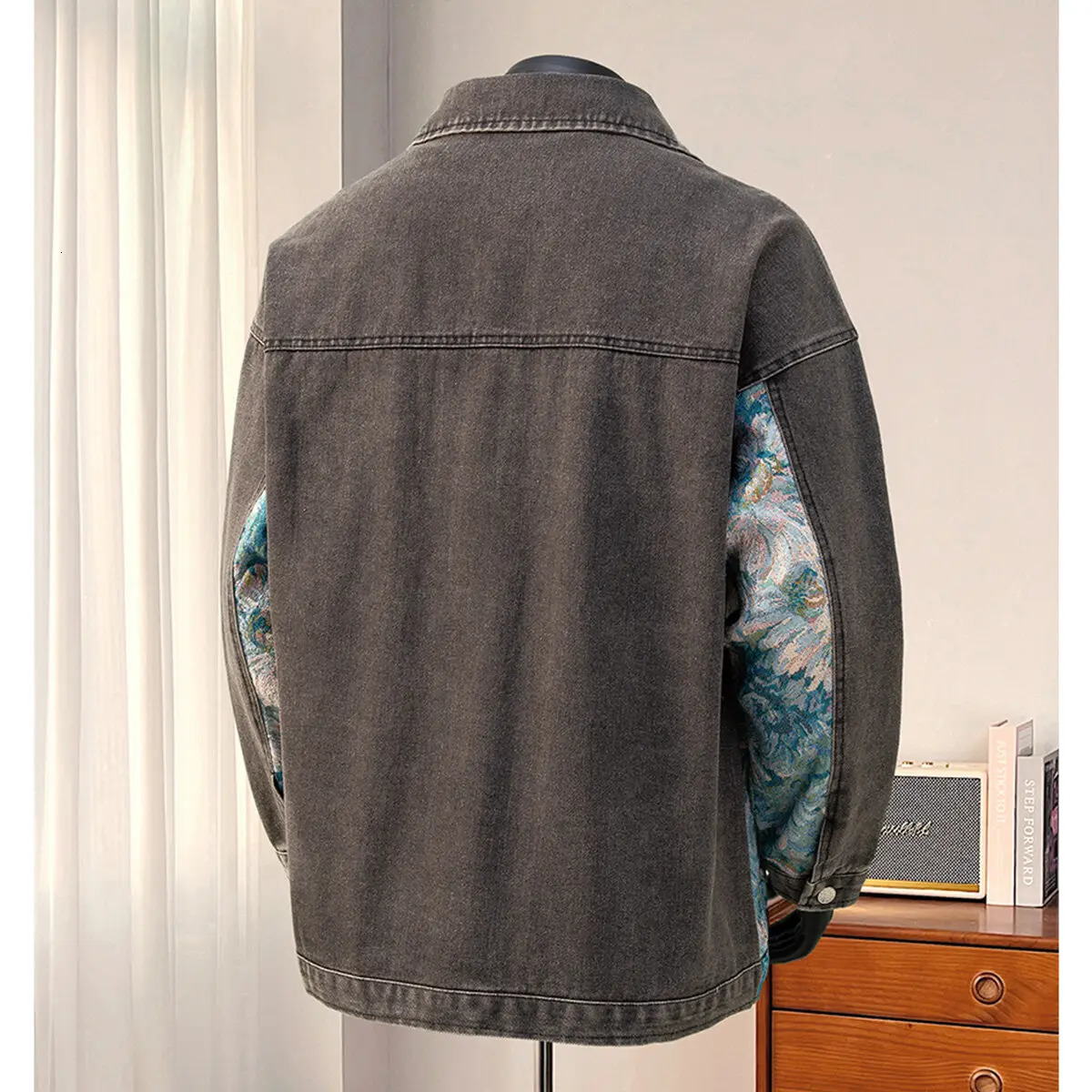 Autumn Men Vintage Denim Jackets Fashion Printed Jacket Square Collar Plaid Male Hip Hop Harajuku Outerwear 250614