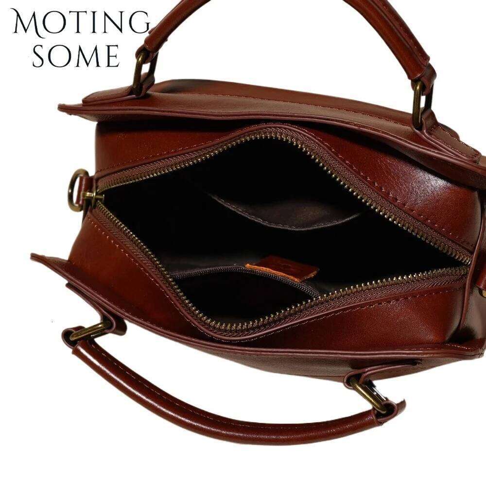 Motingsome New 2025 Fashion Women Small Square Natural Cowhide Shoulder Handbag Lady Mini Messenger Bag