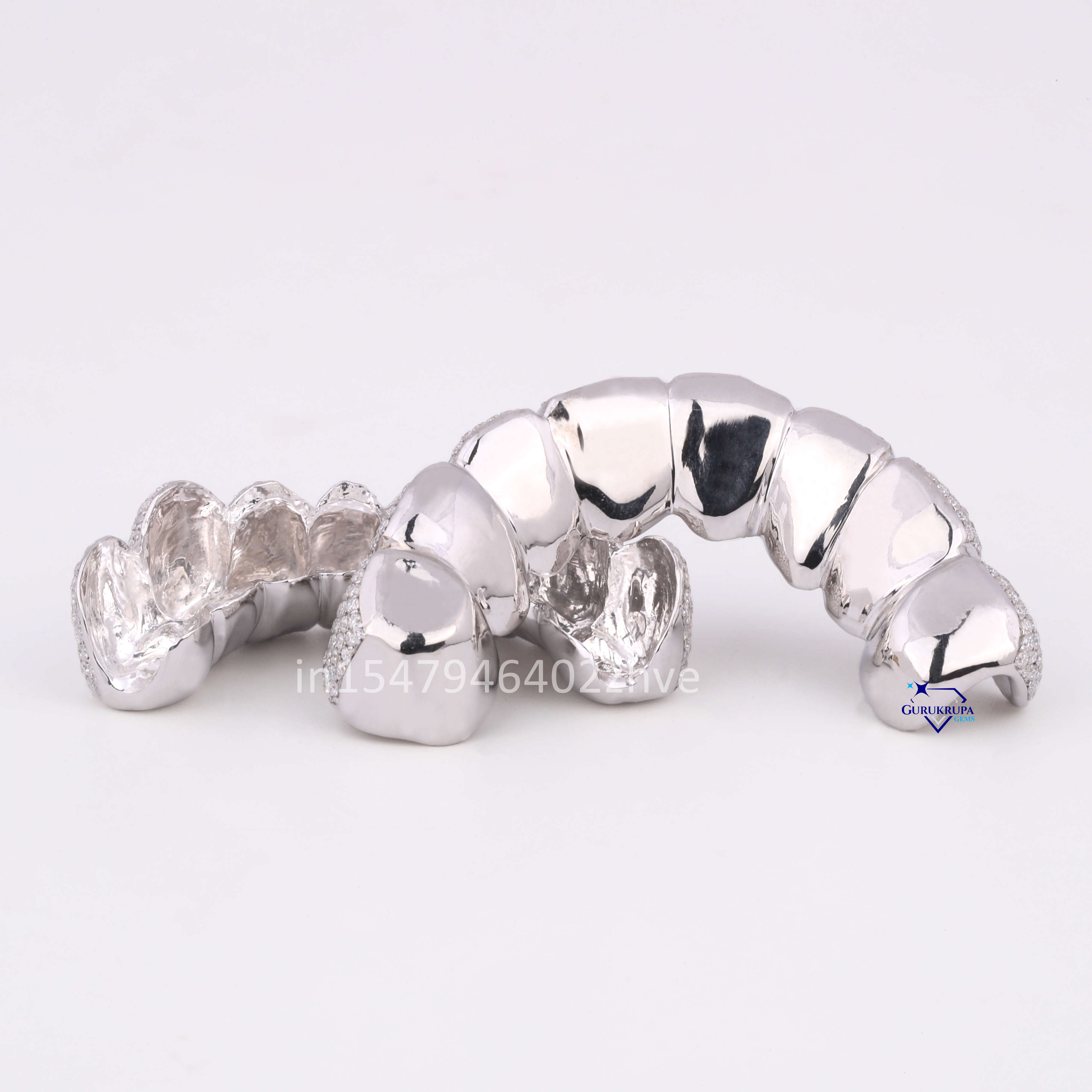 Fine Jewelry Custom Iced Out Hip Hop Jewelry 14KT Solid White Gold VVS Moissanite Diamond Grillz for Teeth