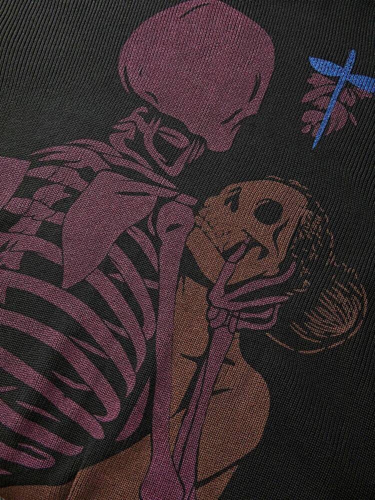 Men's Skull Love Pullover Knit Casual Sweater Hipster