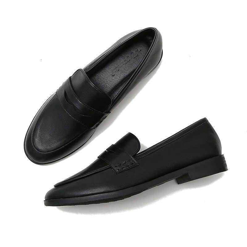2025 Spring New Flat British Style Loafers Black Work Shoes Large hot Size 41-43
