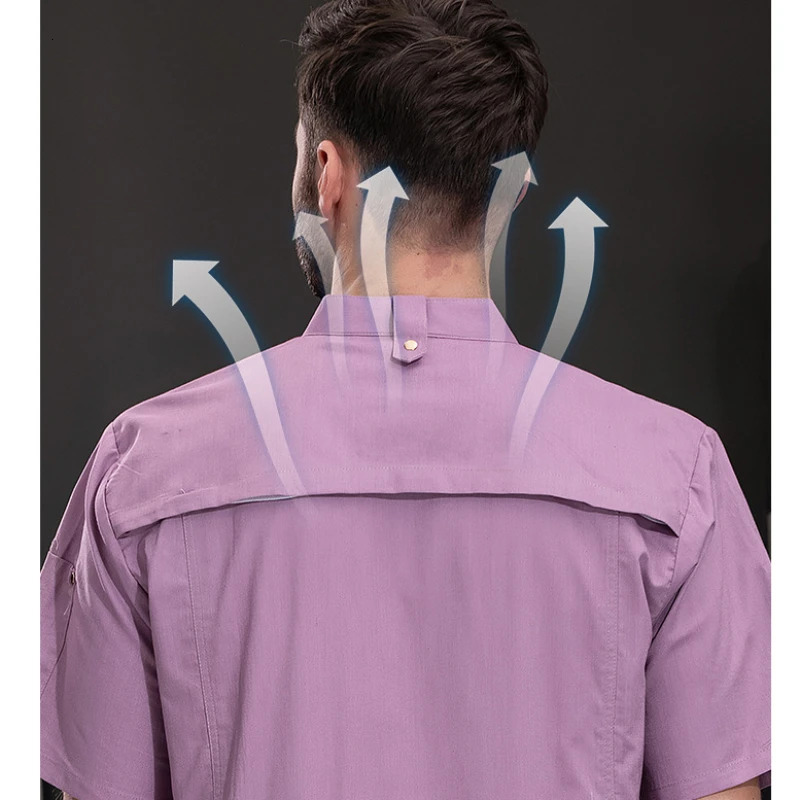 Catering Shirts Short Sleeve Chef Coat For Men Women Restaurant el Cook Jacket Waiter Uniform Bakery Clothes Top 250612