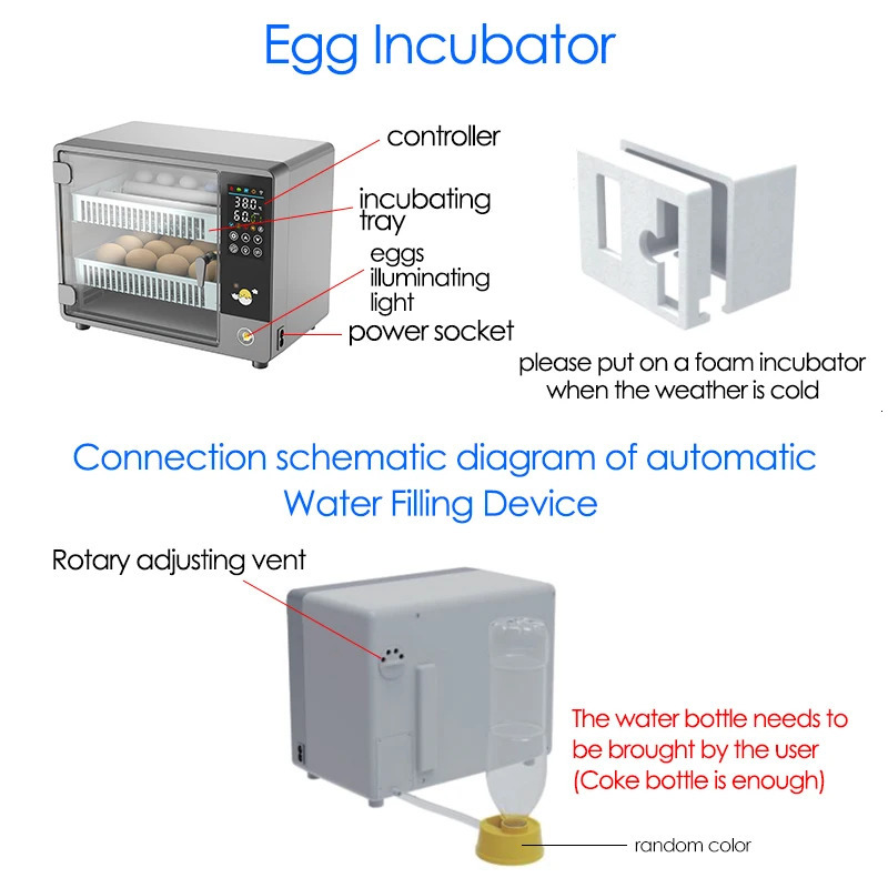 24 Egg Incubator Full Automatic Touch Temperature Control Farm Hatchery Machine Chicken Duck Quail Bird Brooder Eggs Incubator 250613