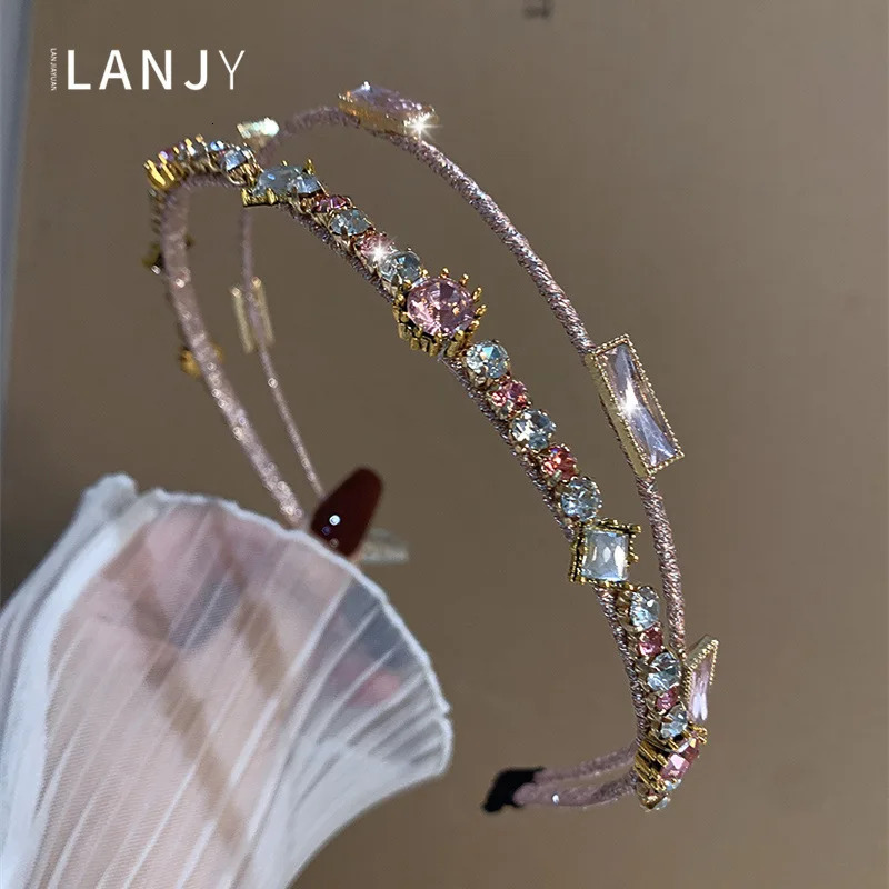 Heavy Industry womens hair accessories Super Flash Water Diamond Double layer headband Hair Hoop bands Hair Clip Crystal for w 250610