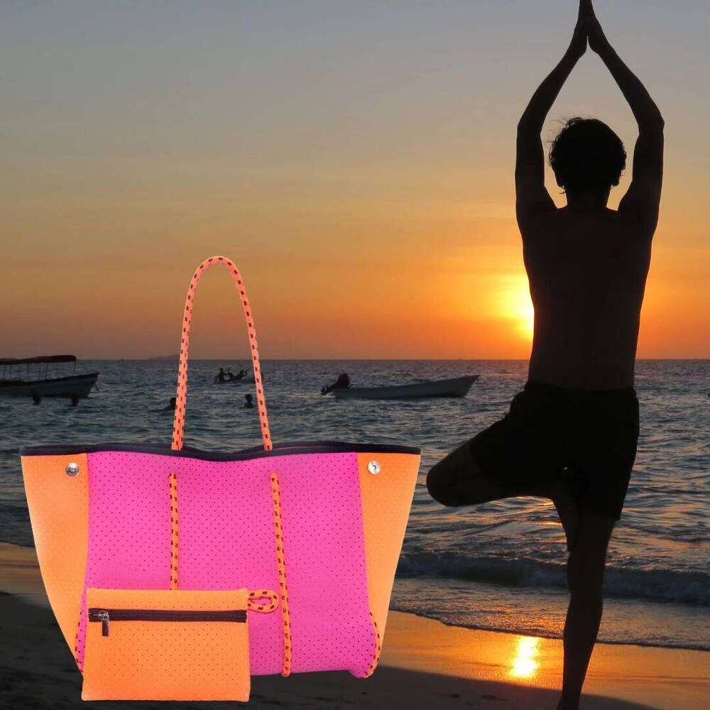 2024 Hotsale Large Fashion Tote Bag For Summer And Beach Pink High Quality Neoprene Women Handbag
