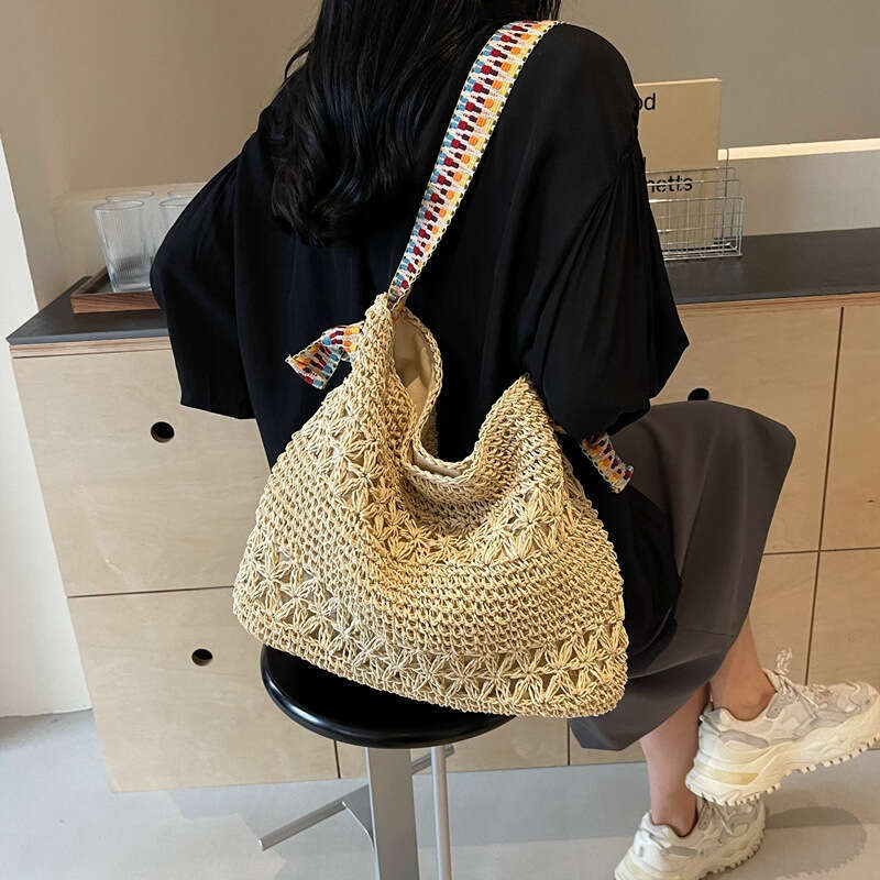 Vacation Beach Straw for Women 2025 New Lazy Style Woven Large Capacity Fashionable Shoulder Underarm Bag