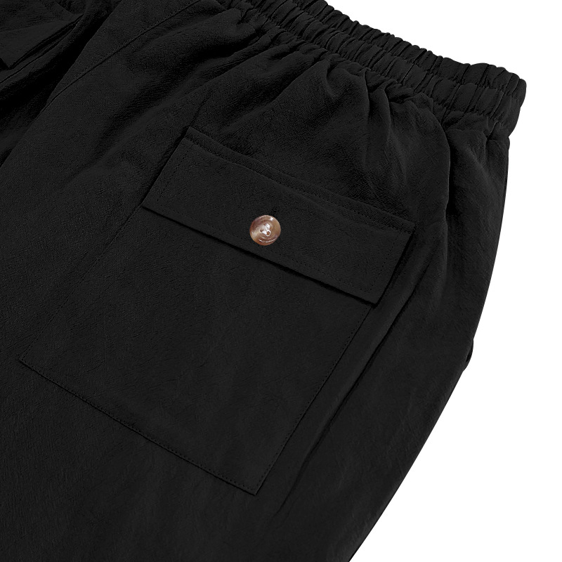 sweatpants Menhigh-quality pants and shorts, loose linen casual wide-leg pants, trendy beach sports, all-season breathable long pants European size :S