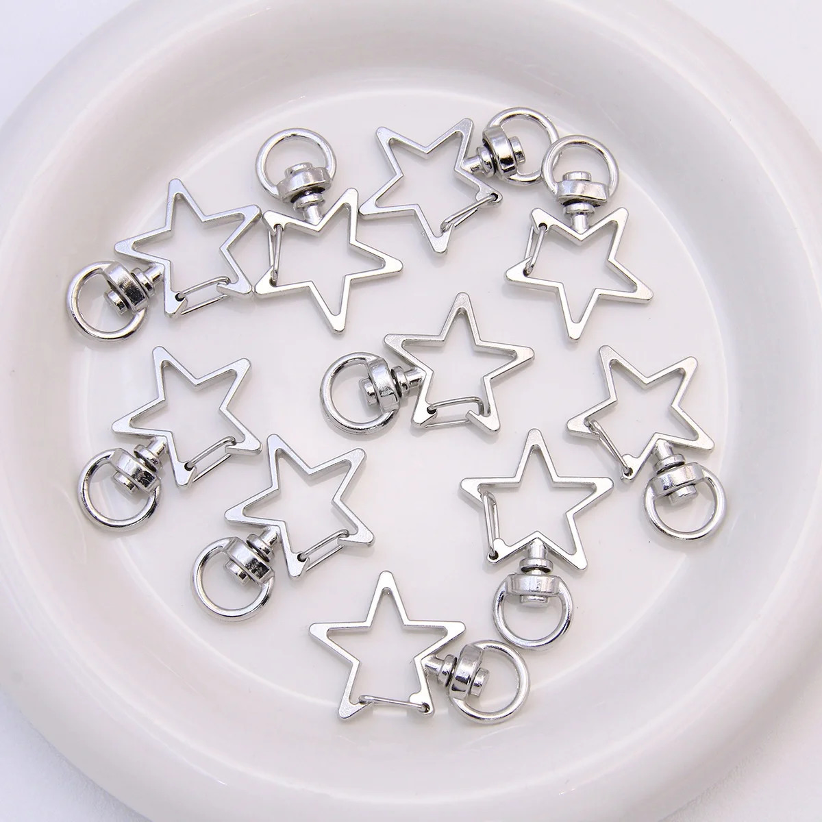 Set of 10 Metal Lobster Claw Clasps Star keyring Hook Lanyard Clip DIY Supplies Jewelry Making Keychain 250606