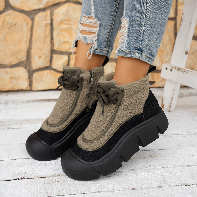 hot Free shipping designer Boots for woman cotton shoes winter new thick soled plush Solid Fashion Boots classic vintage black brown grey snow boots