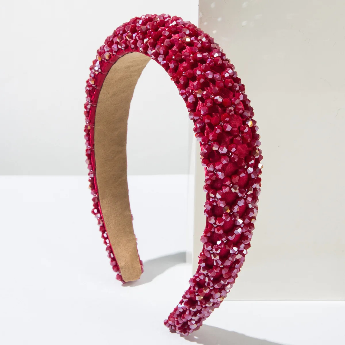 Full Diamond Hand-woven Beaded Headbands Crystal Grid Hair Accessories Women Trend Baroque Sponge Hairband Hair Band Headwear 250610