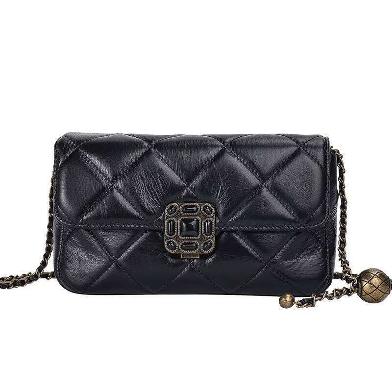 Bag Women Real Leather Summer Shoulder Women's New Small Golden Ball Dia Chain Messenger Bag