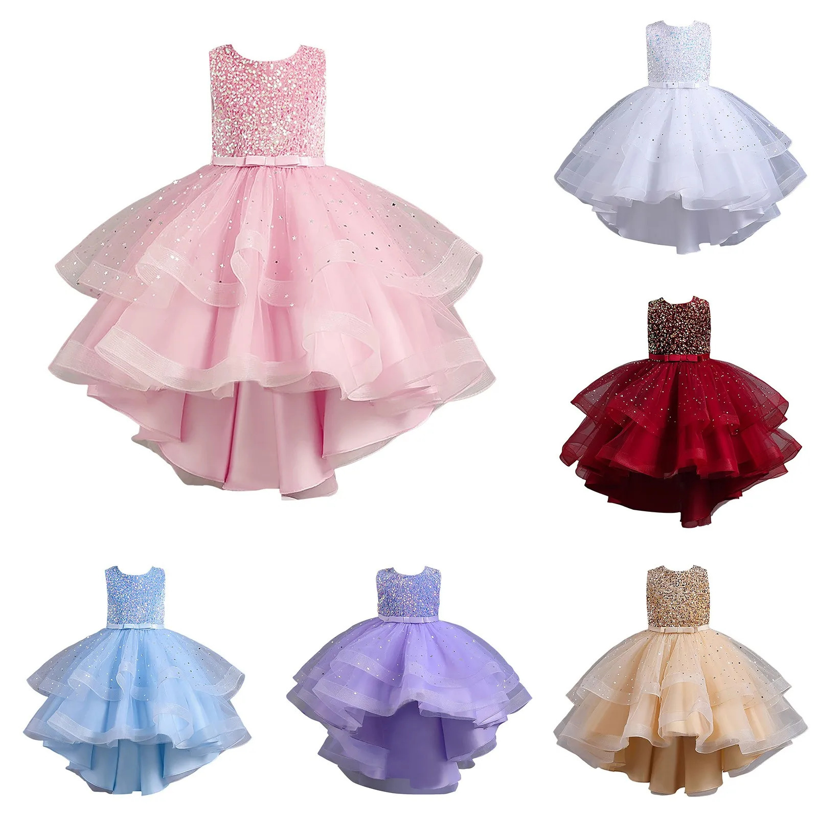 Baby Girls Christmas Year Dresses Flower Girl Dress Sequins Tutu Dress Kids Birthday Dresses Roses And Dress 250614