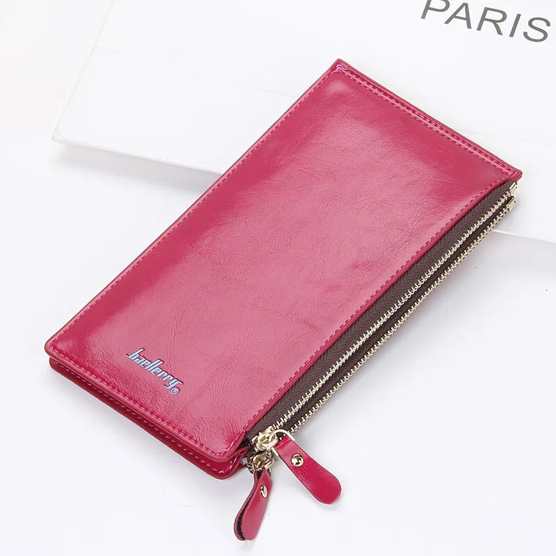 Women Long PU Leather Multi Card Organizer Wallet Credit Holder Thin Purse With Zipper Pocket Phone Handbag 250614