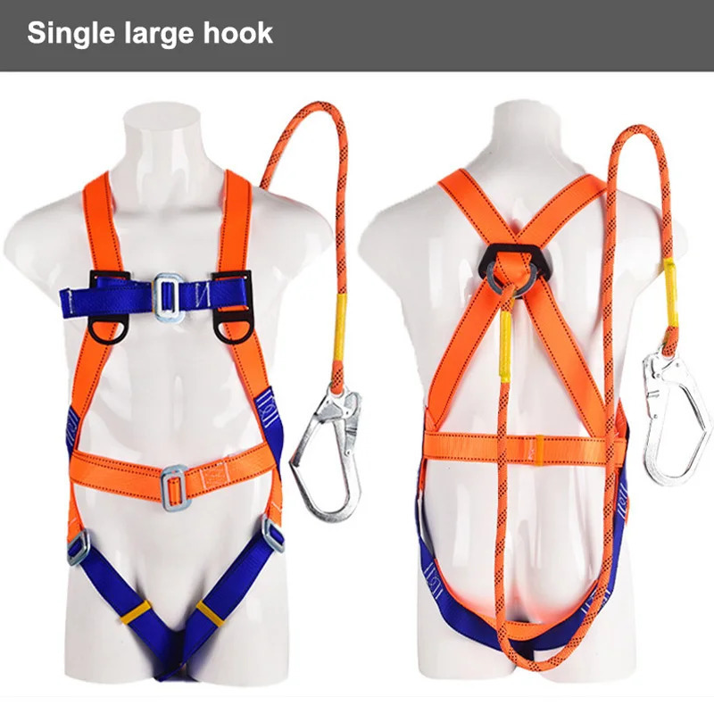 FivePoint Safety Harness Aerial Worker Outdoor Construction Protection Waist Belts Belt Rescue with Survival Rope Hook 250611