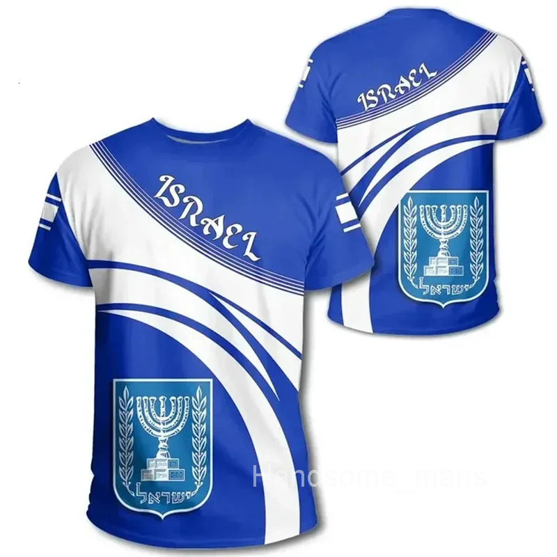 Israel Flag Mens T-shirt 3D Printed Israelis National Emblem Tops Short Sleeve O-Neck Oversized Sports Tee Shirt Mens Clothing