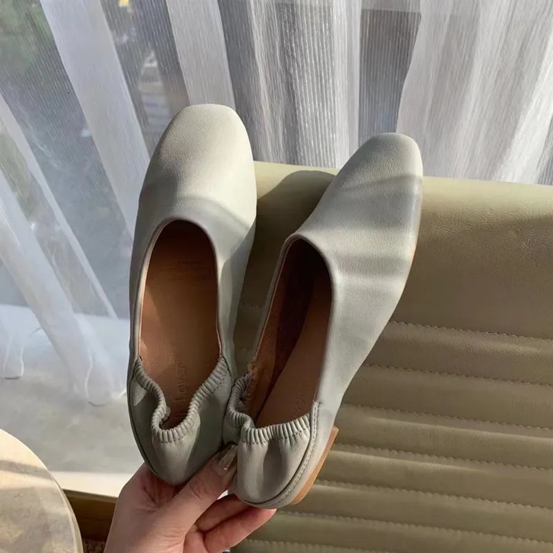 Bailamos Women Flats Ballerinas Soft Leather Moccasins Slip On Retro Grandma Shoes Ladies mules slippers Spring Summer 250613