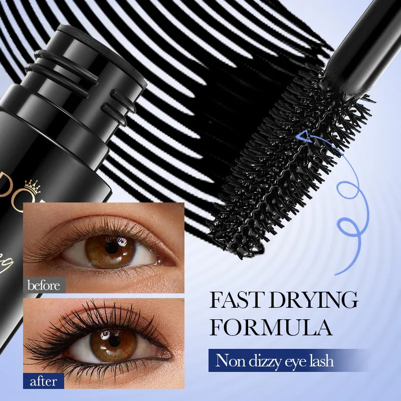 5D Waterproof Mascara Lengthens Eyelashes Black Silk Fiber Female Makeup Cosmetic 250606