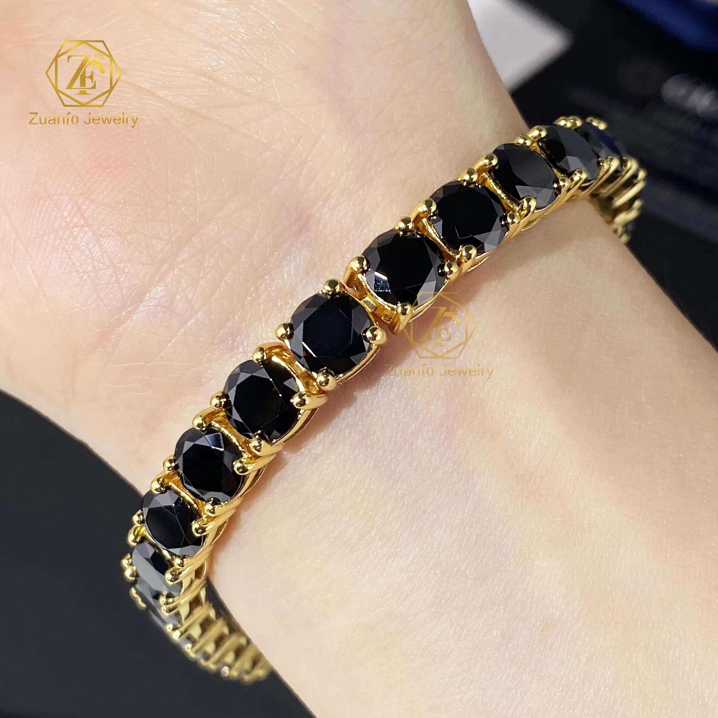 Luxury 925 Silver 2MM 6.5MM VVS Black Moissanite Tennis Chain Bracelet Necklace Hiphop Jewelry Collection