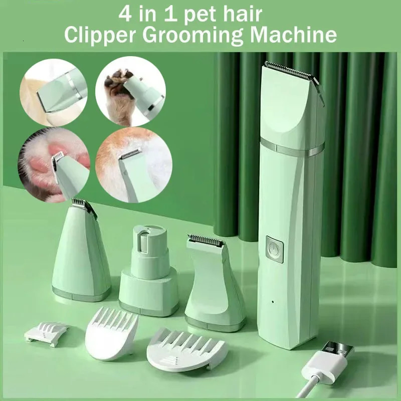 4-in-1 Multi-functional type c charge Dog Clippers Cordless pet Shaver Clippers Trimmers Low Noise Pet Grooming Tools 250614
