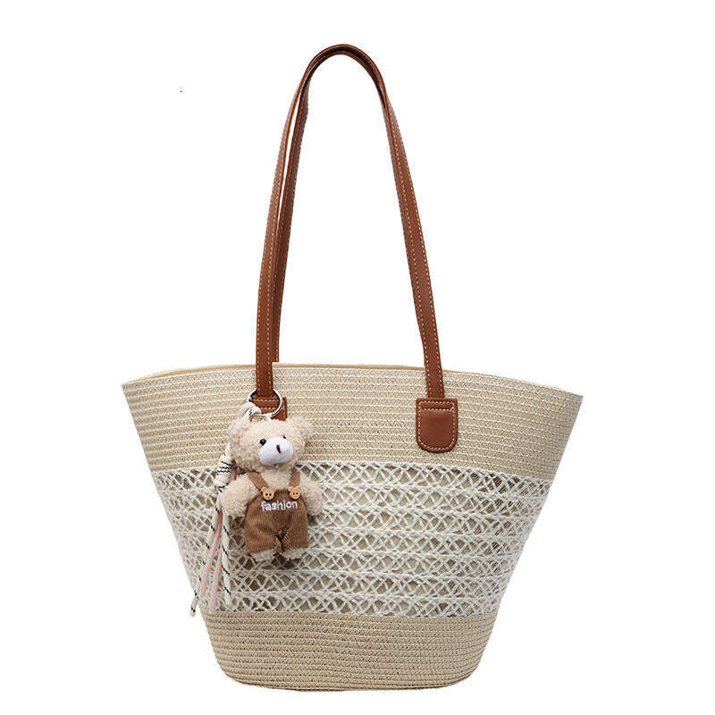 Summer Trendy Vacation Style Basket Weave for Women, Fashionable Versatile Commuter Shoulder Tote Bag