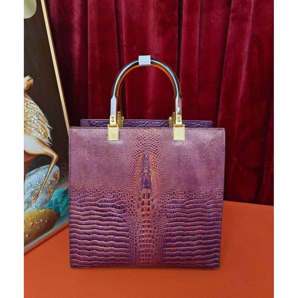 Leather High-end Luxury Genuine Crocodile Pattern Handbag Tote for Women 2024 New Single Shoulder Crossbody Bag