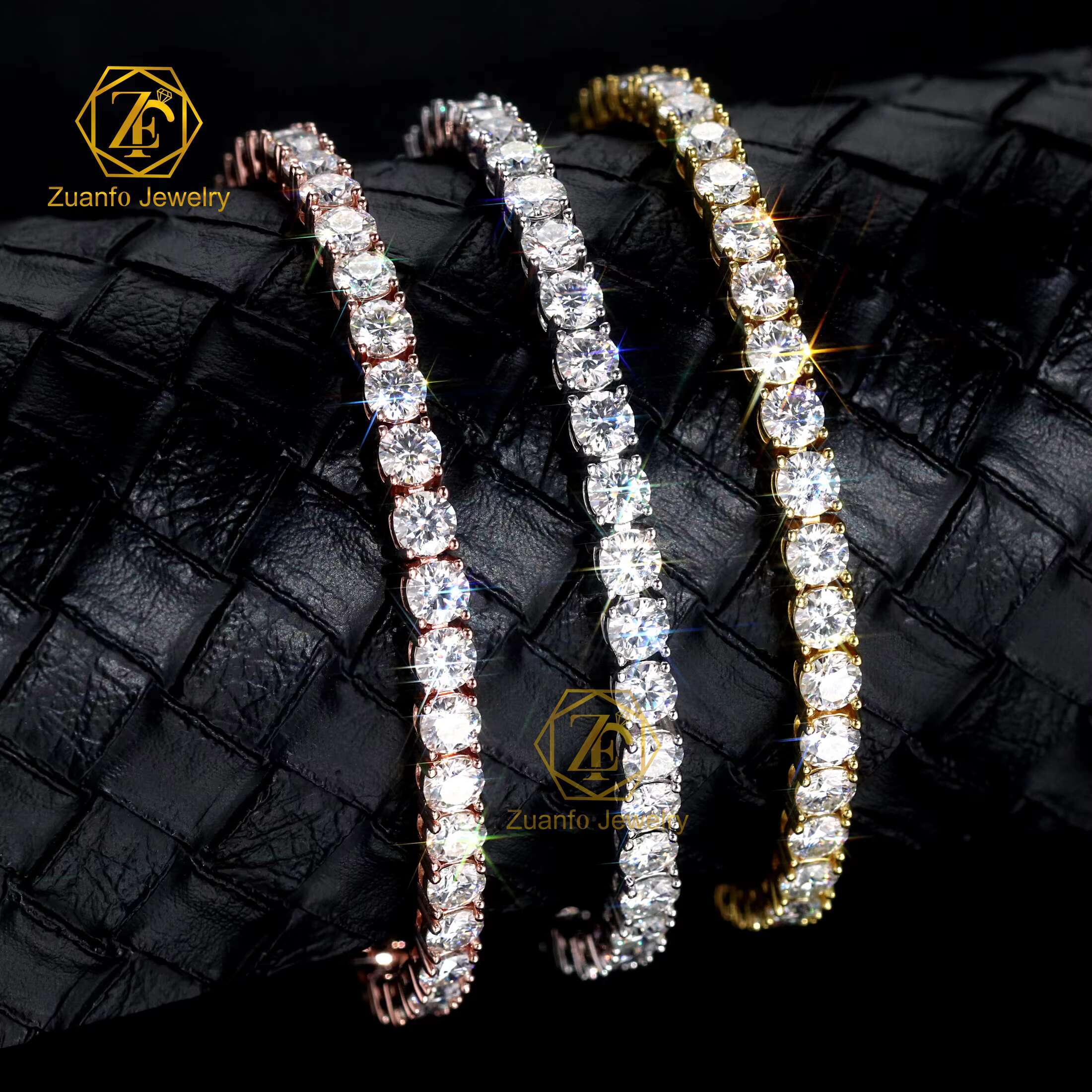 RTS Men Womens Moissanite Tennis Link Chain Charm Bracelet GRA Certified 925 Silver Hiphop Jewelry Ice Out Diamond Chain