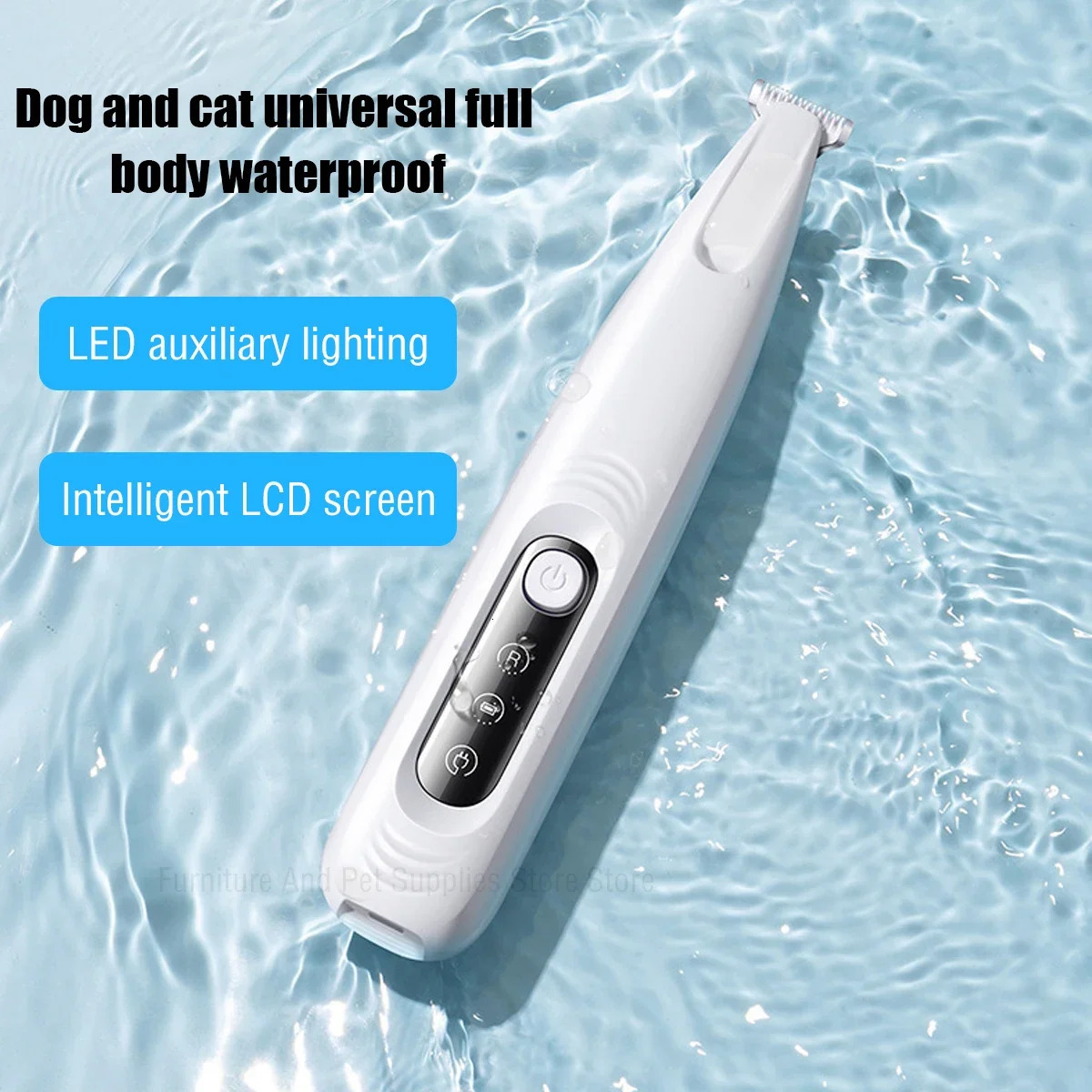 Dog Paw Trimmer with LED Light Fully Waterproof Pet Hair Trimmer with LED Display Dog Clippers for Grooming 18mm Widen Blade 250614