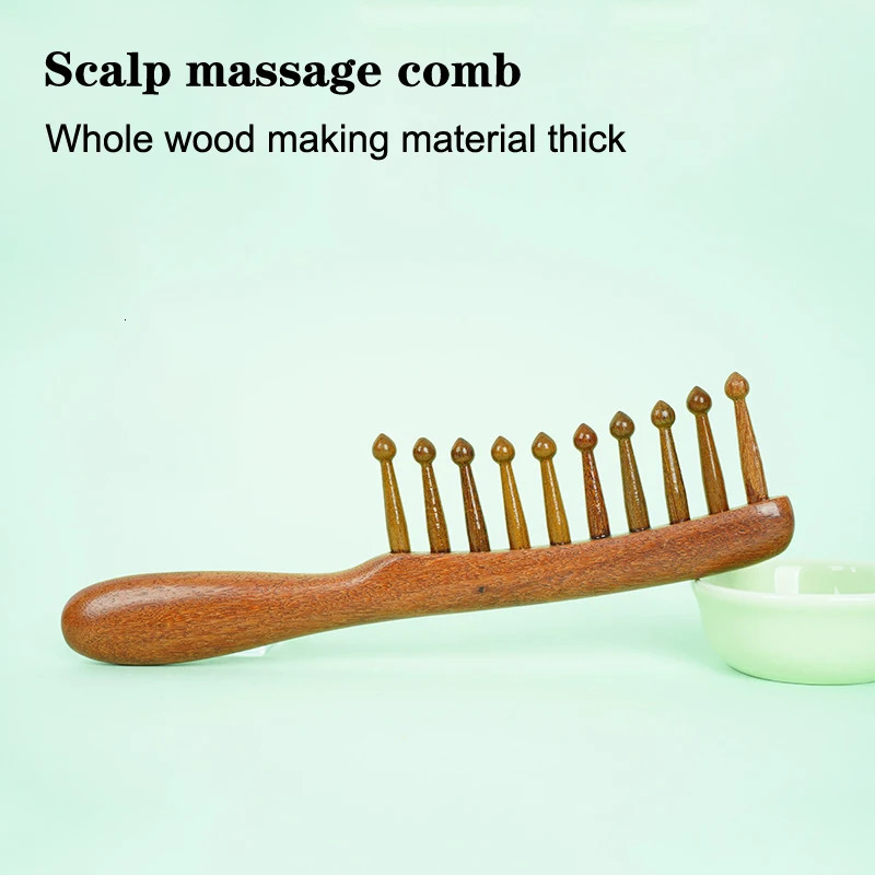 Natural Wooden Comb Meridian Massage Anti-static No-snags Wide Tooth Comb For Women Girl Straight Curly Hair 250612