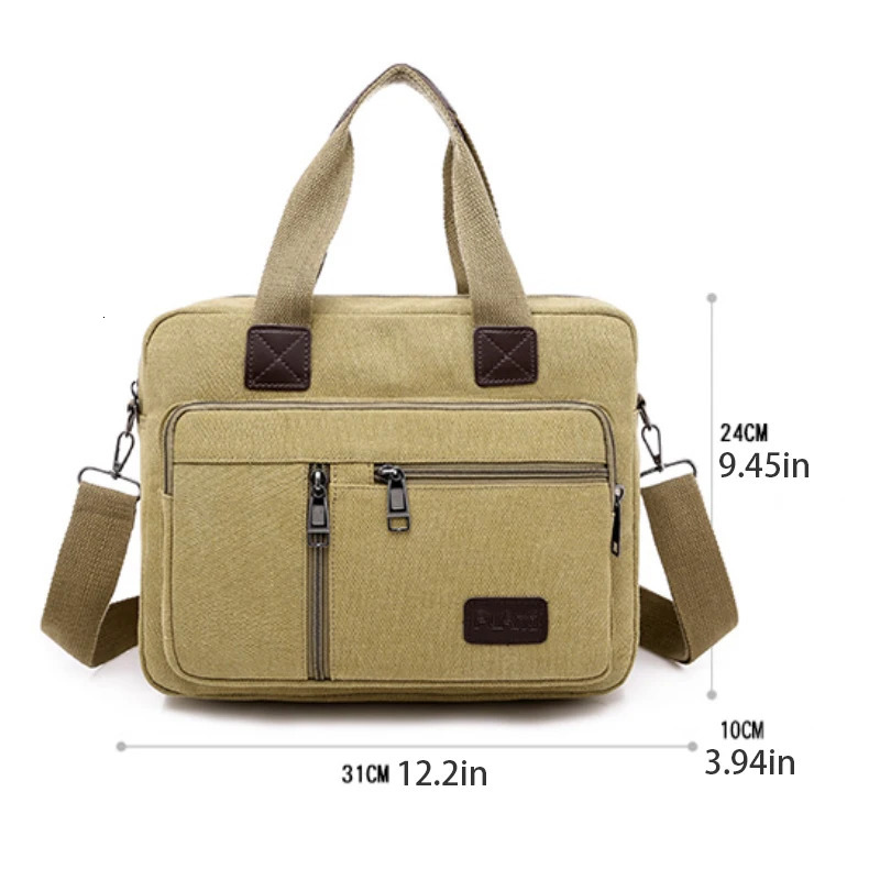 Mens crossbody bag 15.6-inch laptop handbag vintage canvas briefcase shoulder bag 250614