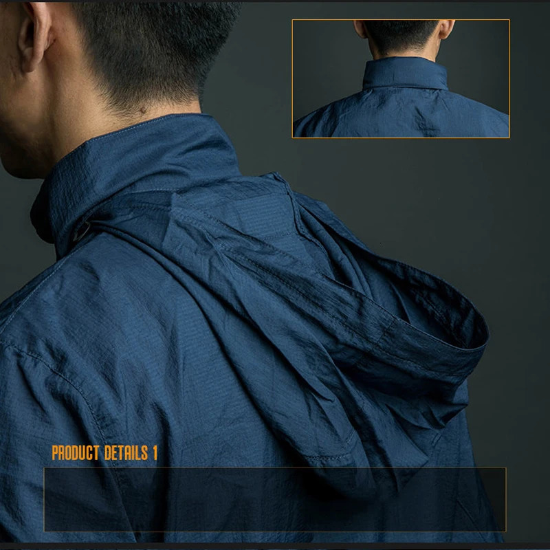 Summer Lightweight Tactical Jacket Mens Windbreaker Thin Skin Hooded Raincoat Quick Dry Breathable Waterproof Jacket 250614